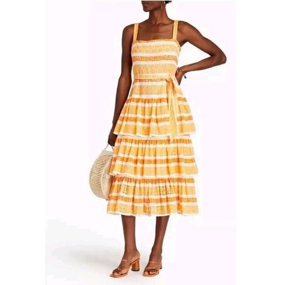 ZIMMERMANN JUDE TIERED LACE DRESS SZ Small Orange - Picture 4 of 16